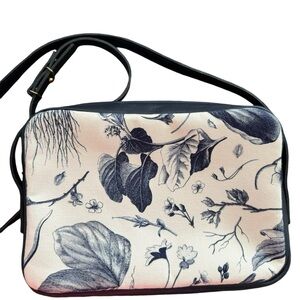 Maison Baluchon Dark Blue Leather & Canvas Crossbody Bag Purse